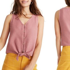 Texture & Thread Button-Front Tank Top